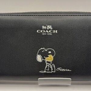 Coach Black Wallet with Snoopy Design